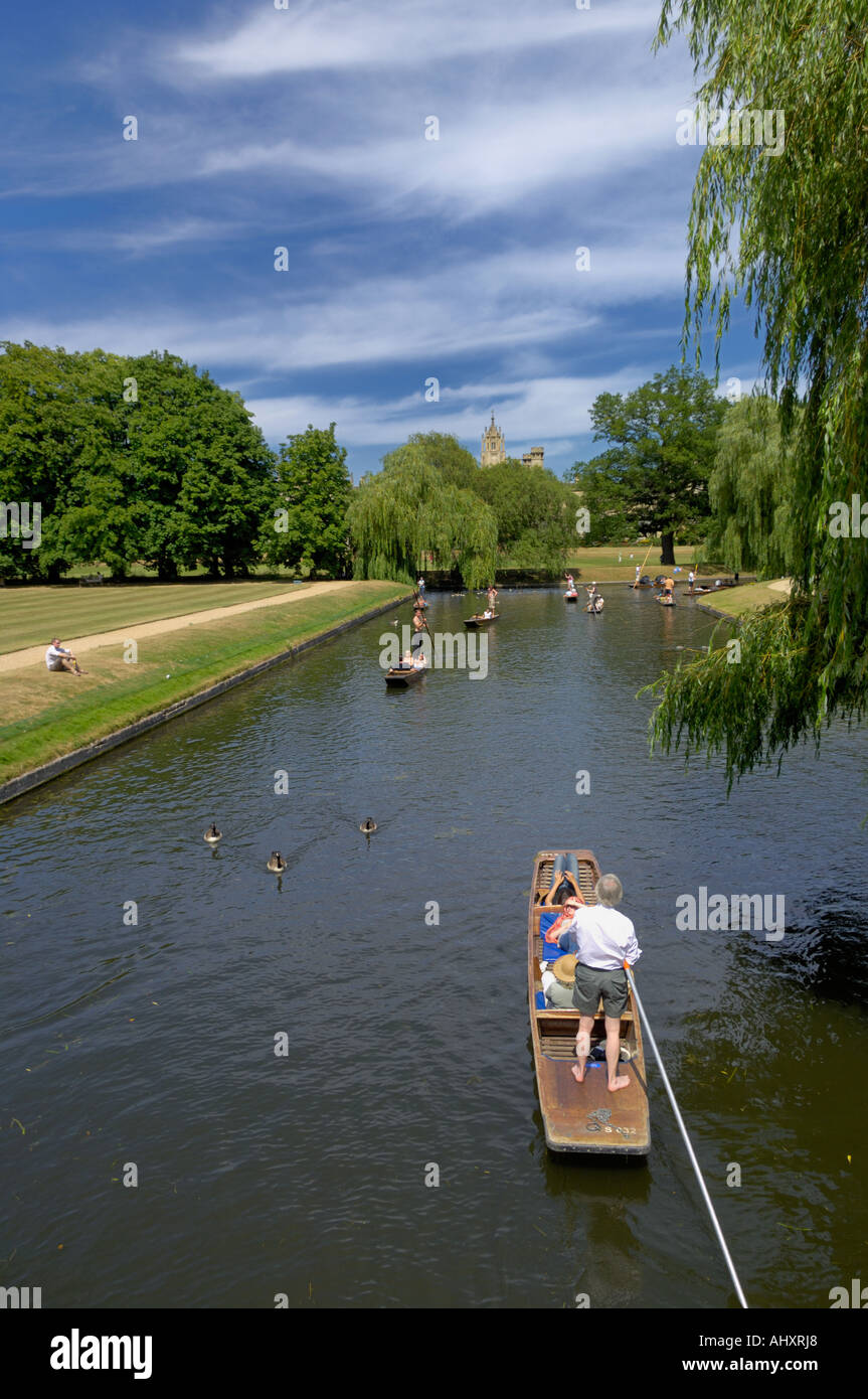 Punting on river Cam Cambridge England Stock Photo