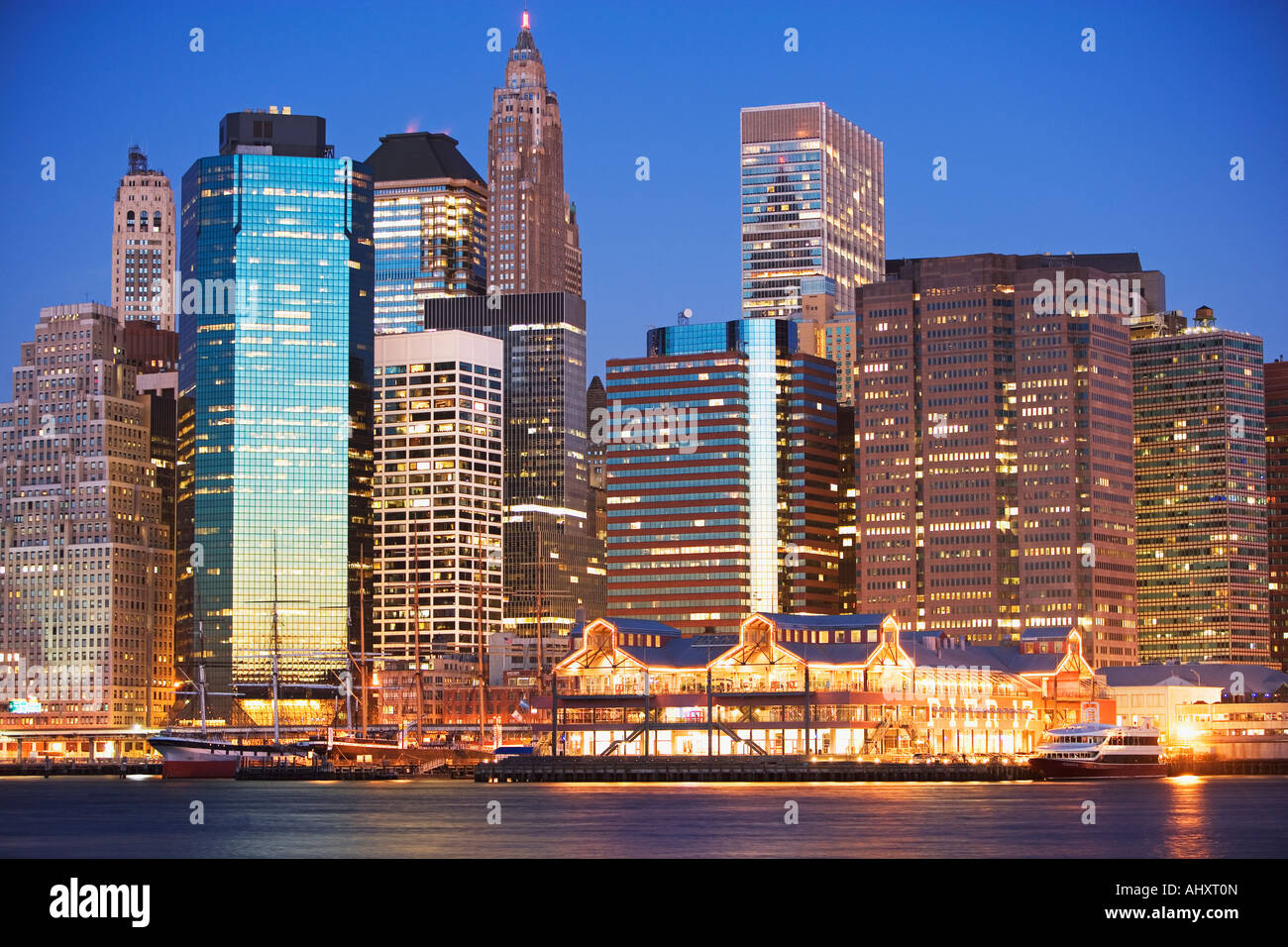 New York City skyline at dusk Stock Photo - Alamy