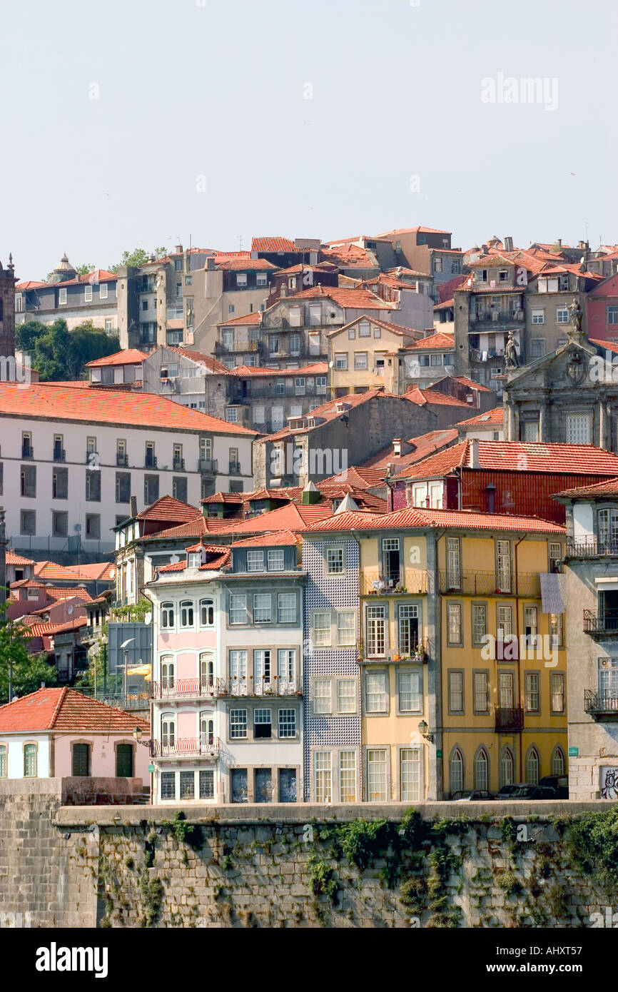 View of Ribeira district and Douro river Porto Portugal Stock Photo