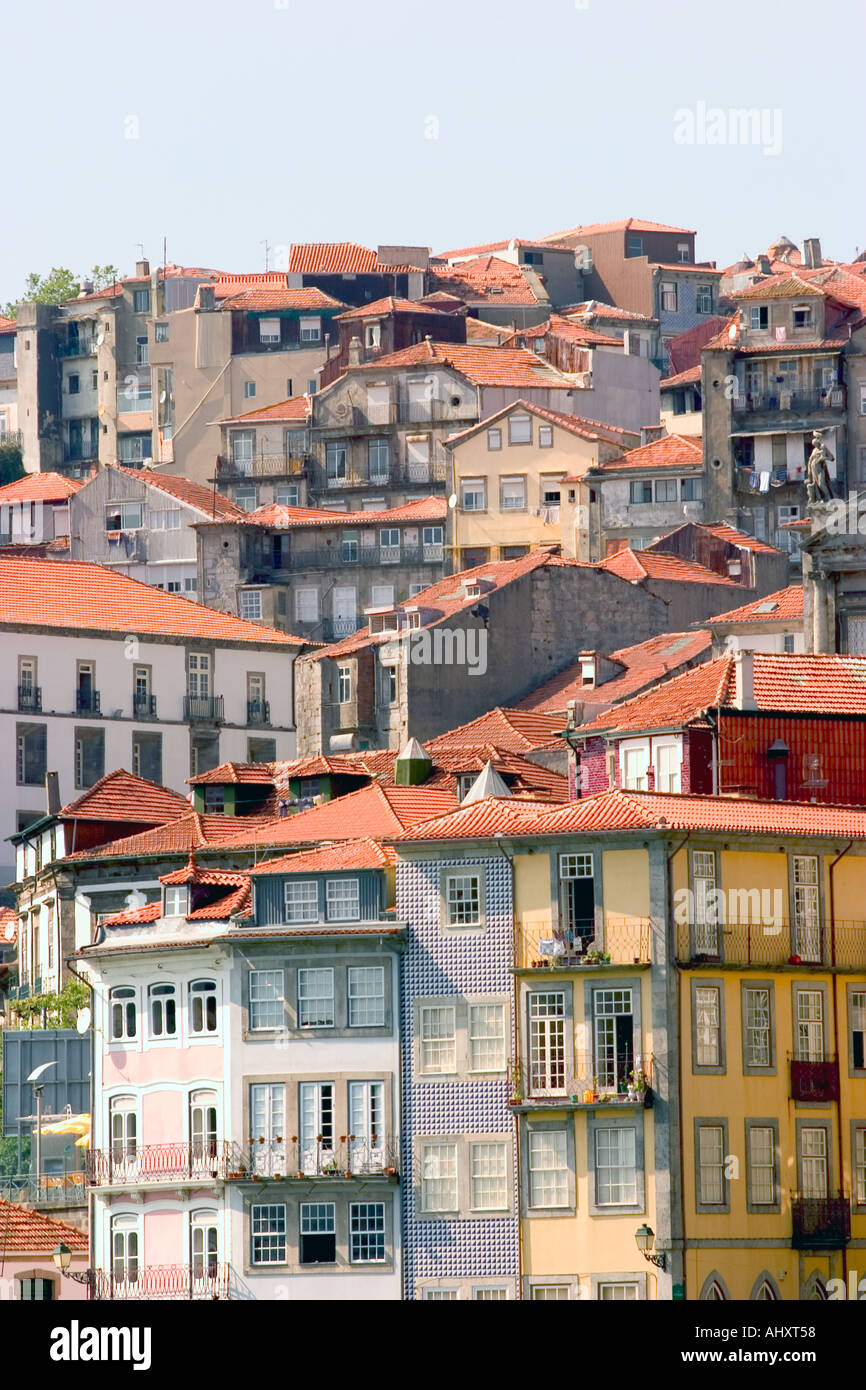 View of Ribeira district and Douro river Porto Portugal Stock Photo