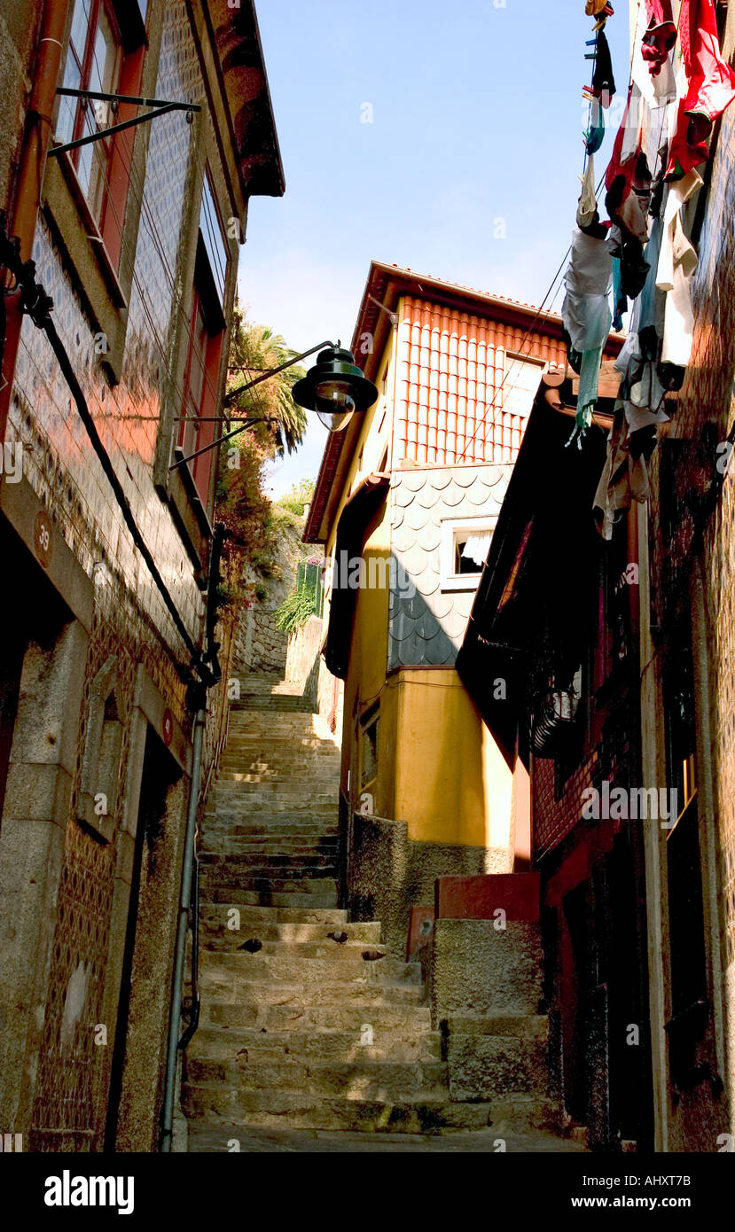 street in old typical porto Vila Nova de Gaia Portugal  Stock Photo