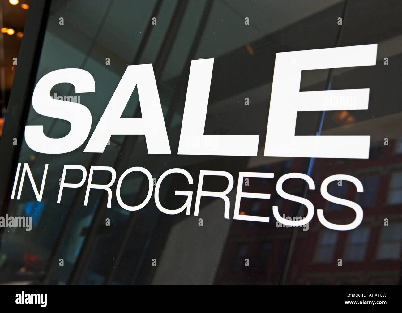 Close up of Sale in Progress sign Stock Photo Alamy