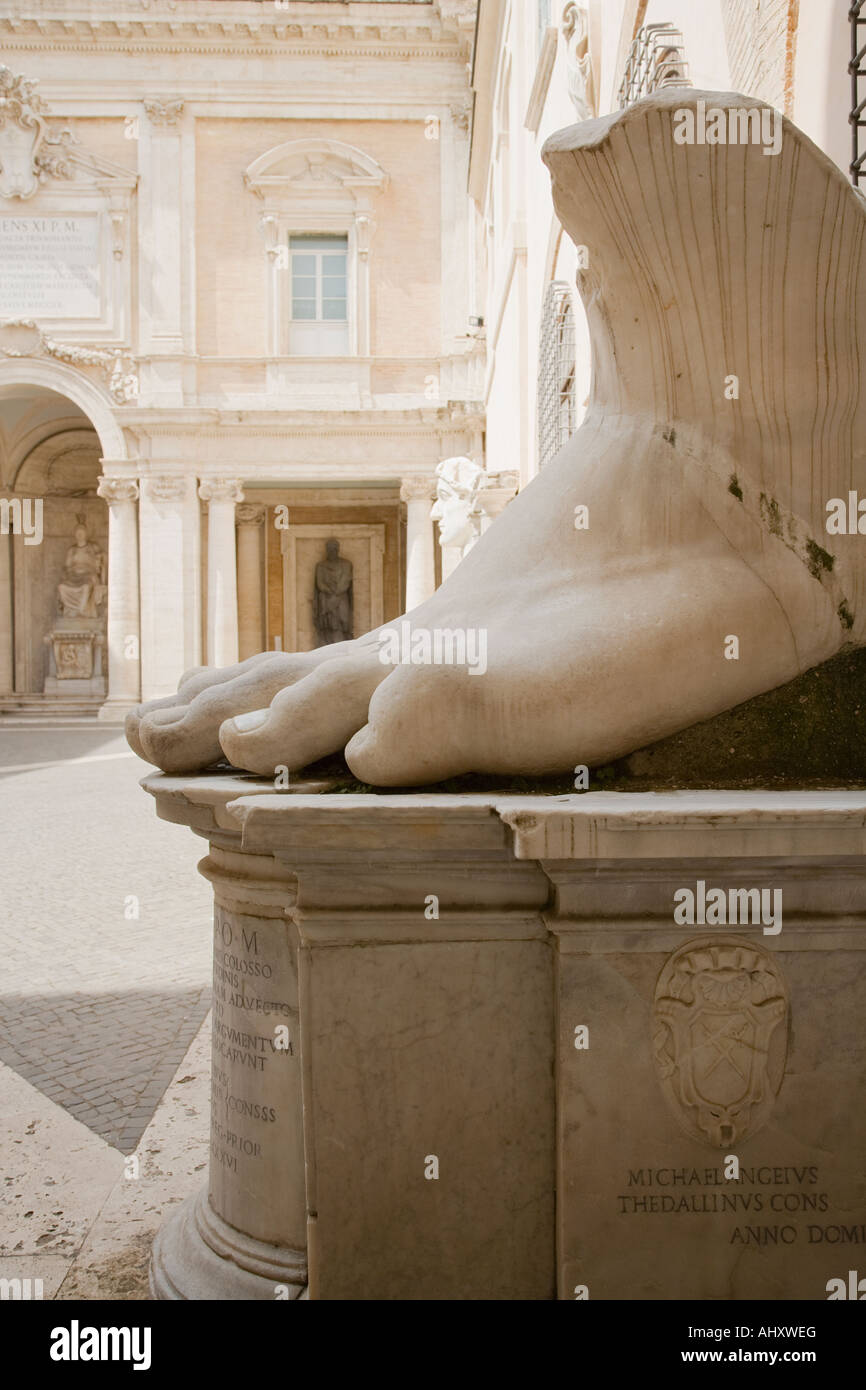 The foot of Constantine statue, Capitoline Museum, Italy Stock Photo ...