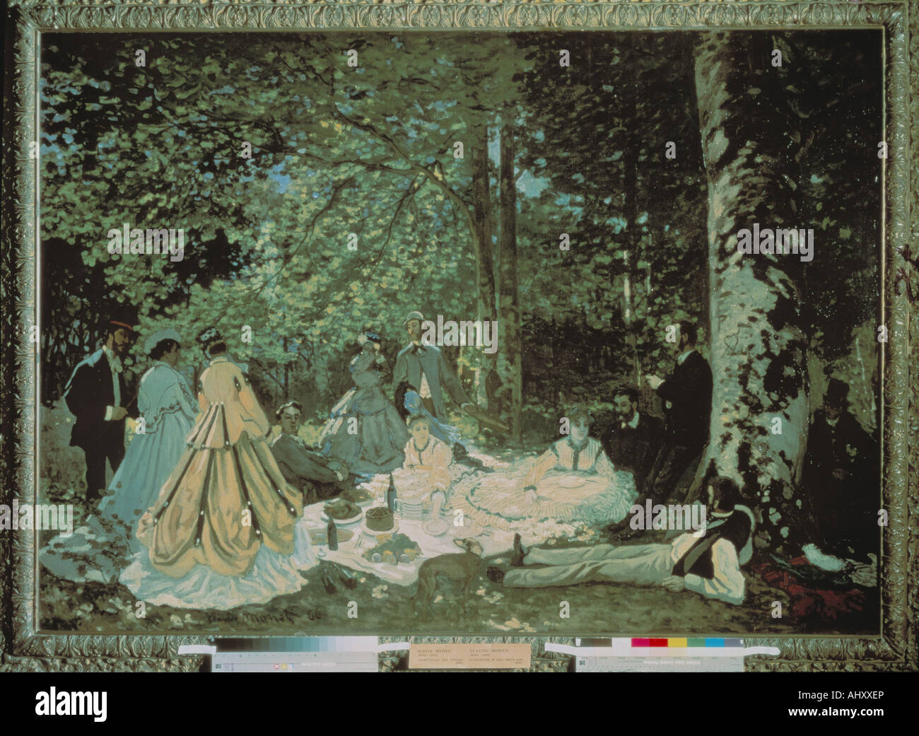 'fine arts, Monet, Claude (1840 - 1926): painting, 'The Picnic', 1865/1866, oil on canvas, Pushkin Museum, Moscow, 'Le dejeun Stock Photo