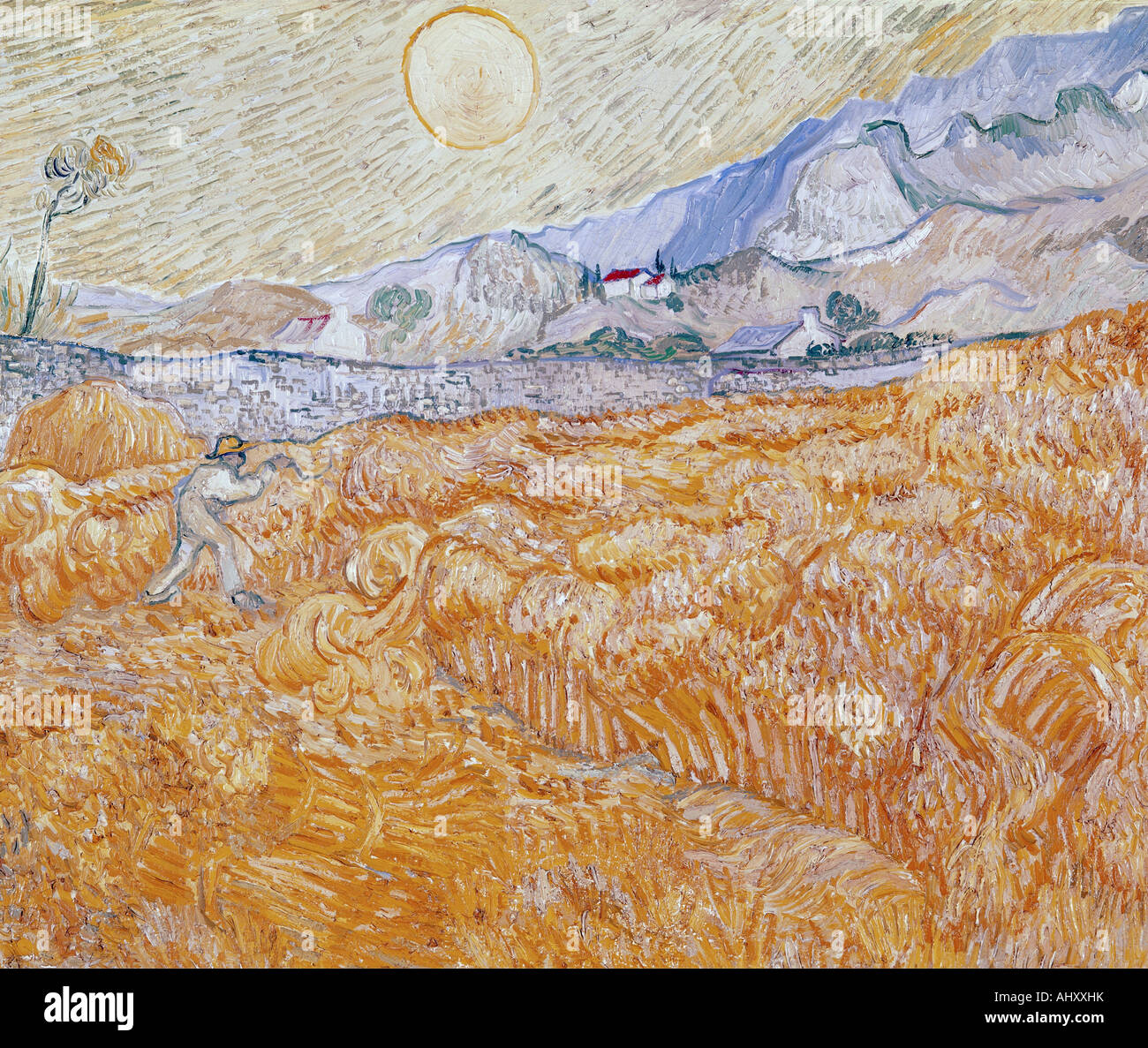 'fine arts, Gogh, Vincent van, (1853 - 1890), painting, 'the harvest', 1889, Folkwang museum, Essen, historic, historical, Eur Stock Photo