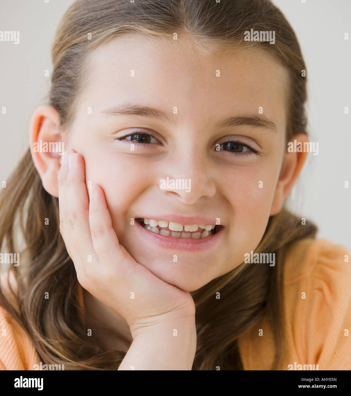 Close up of girl laughing Stock Photo