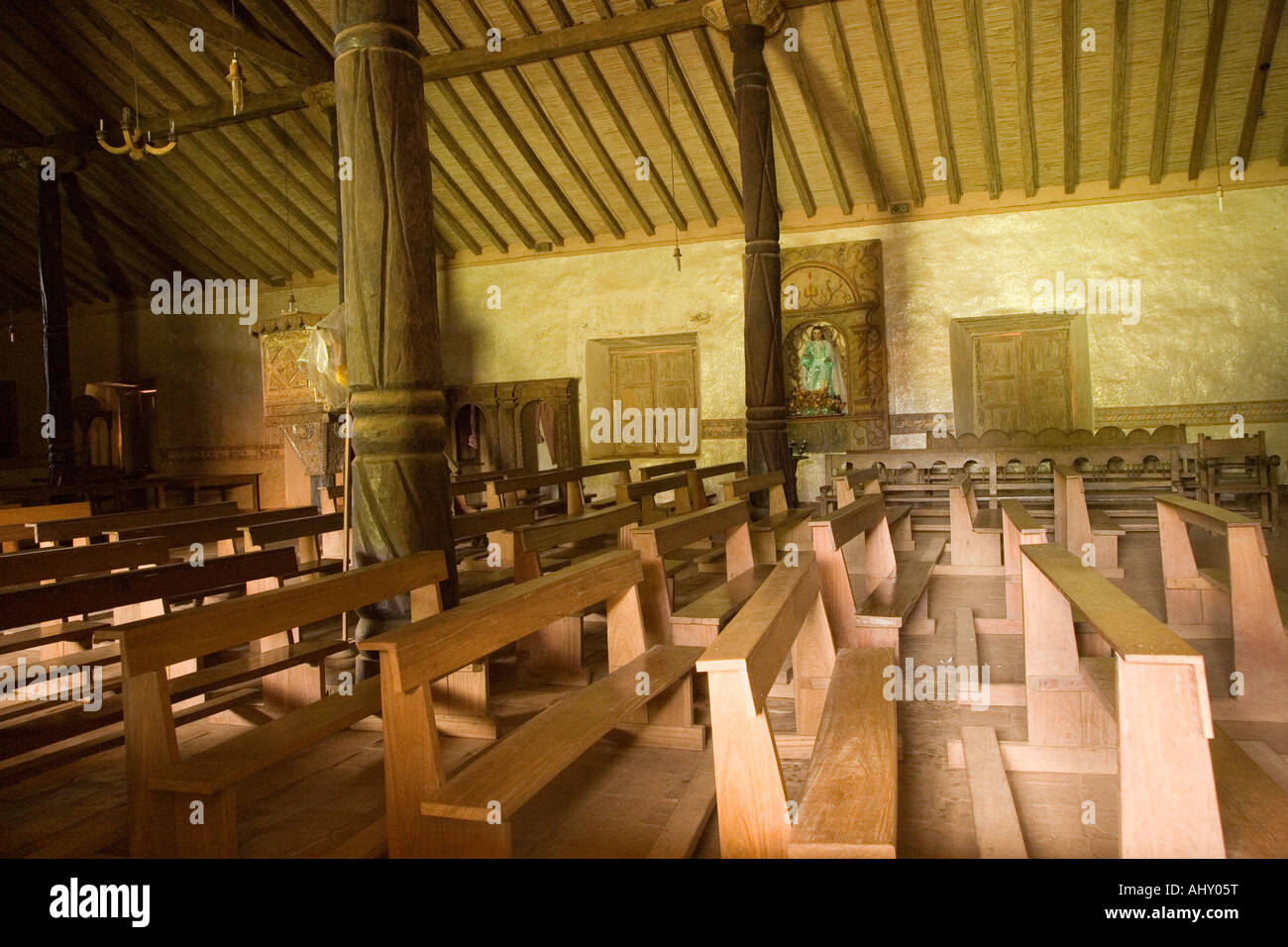 inside the jesuit mission church of Santa Ana,  Bolivia Stock Photo