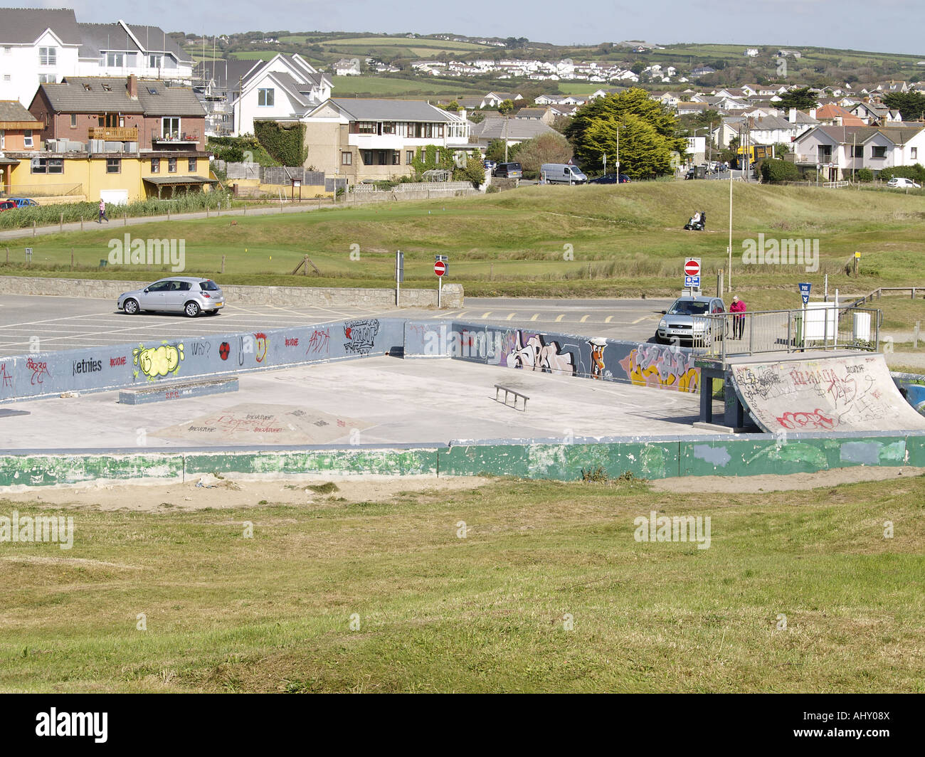 Bude skate park, Crooklets car park, Cornwall, UK Stock Photo Alamy