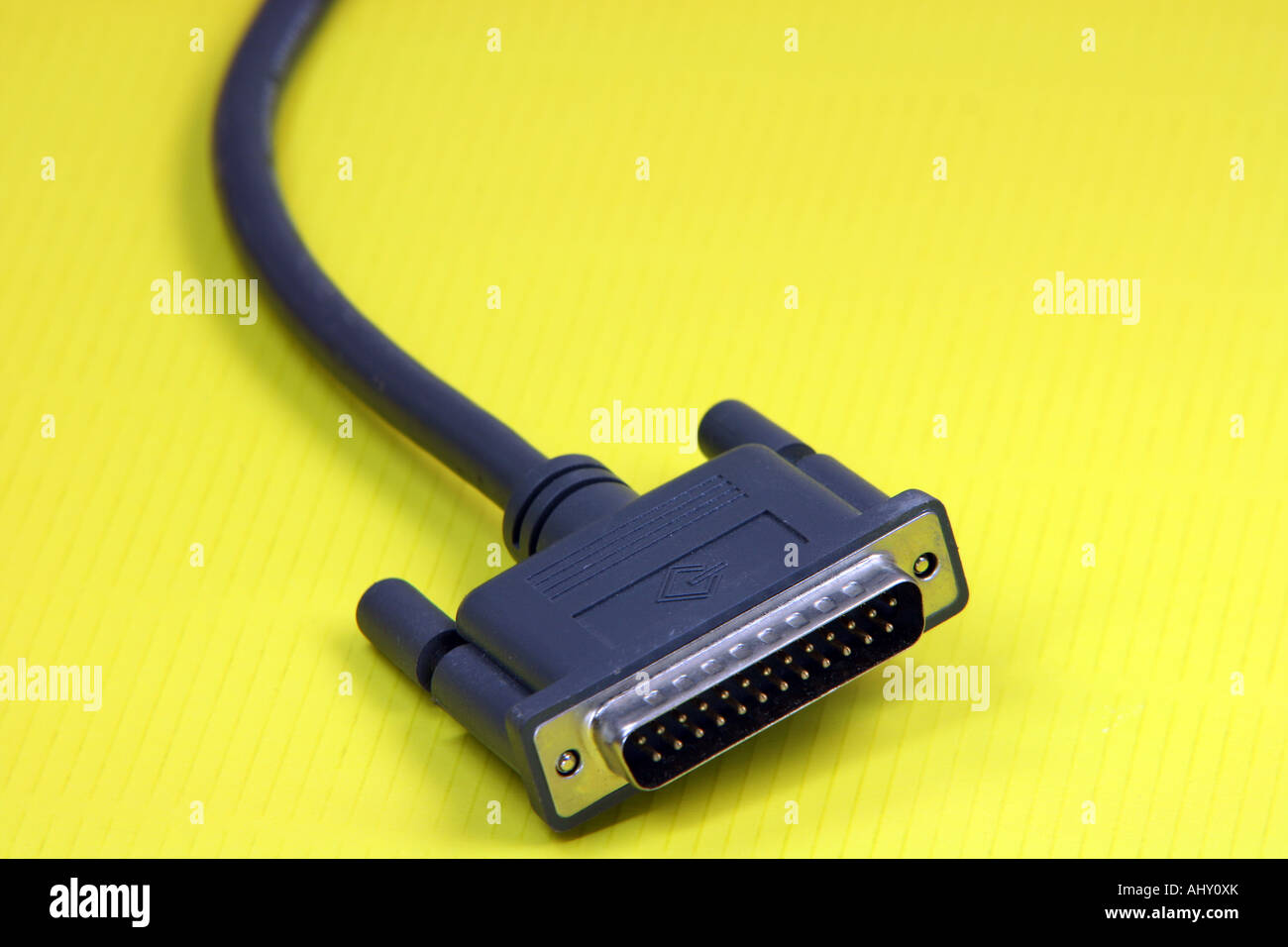 computer connection cable in yellow background Stock Photo Alamy