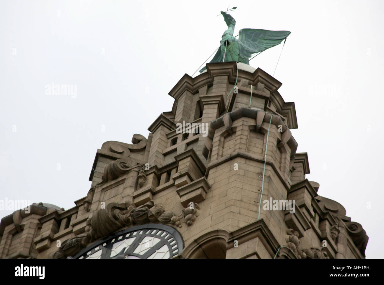 Liver Bird on top of the Royal Liver Building in Liverpool Stock Photo