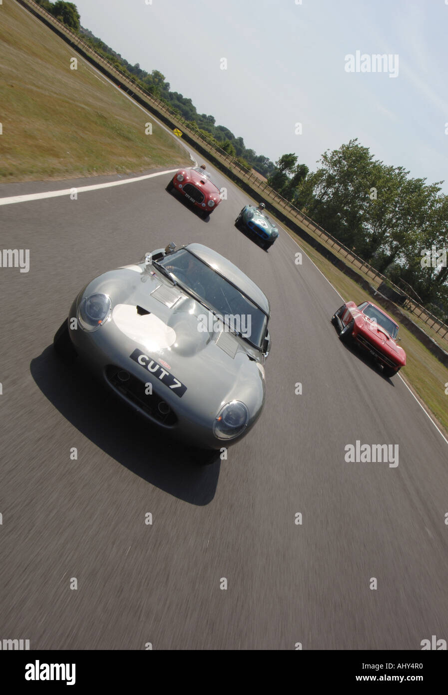 Corvette, Aston Martin, Ferrari and Jaguar E Type at Goodwood