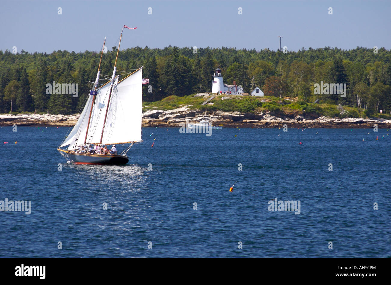 A classic sailing yacht under sail near Boothbay, Maine Stock Photo Alamy