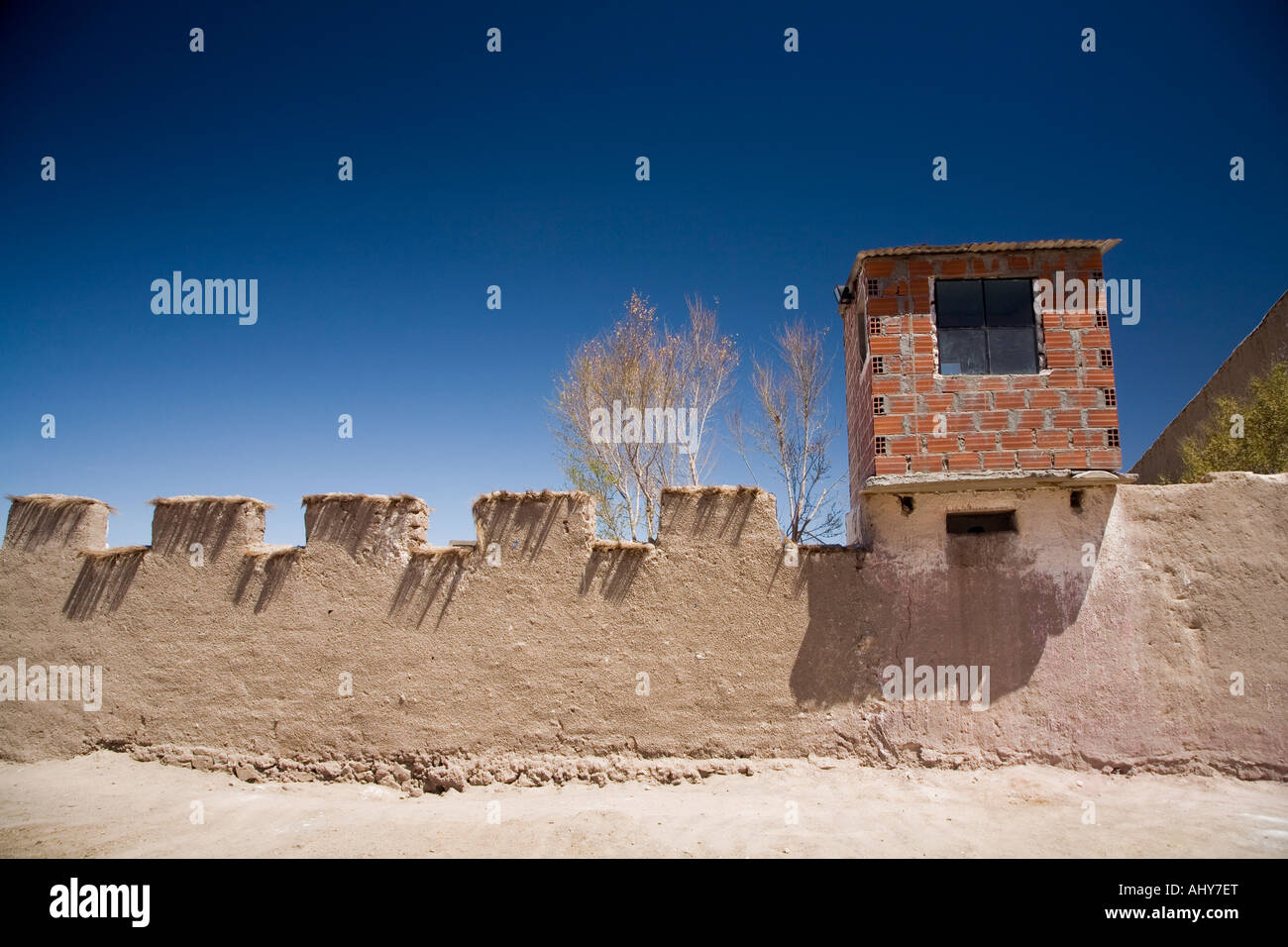 Mud walls around the army barracks in uyuni Stock Photo