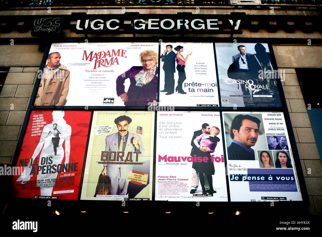 cinema posters in Champs Elysees Paris Stock Photo