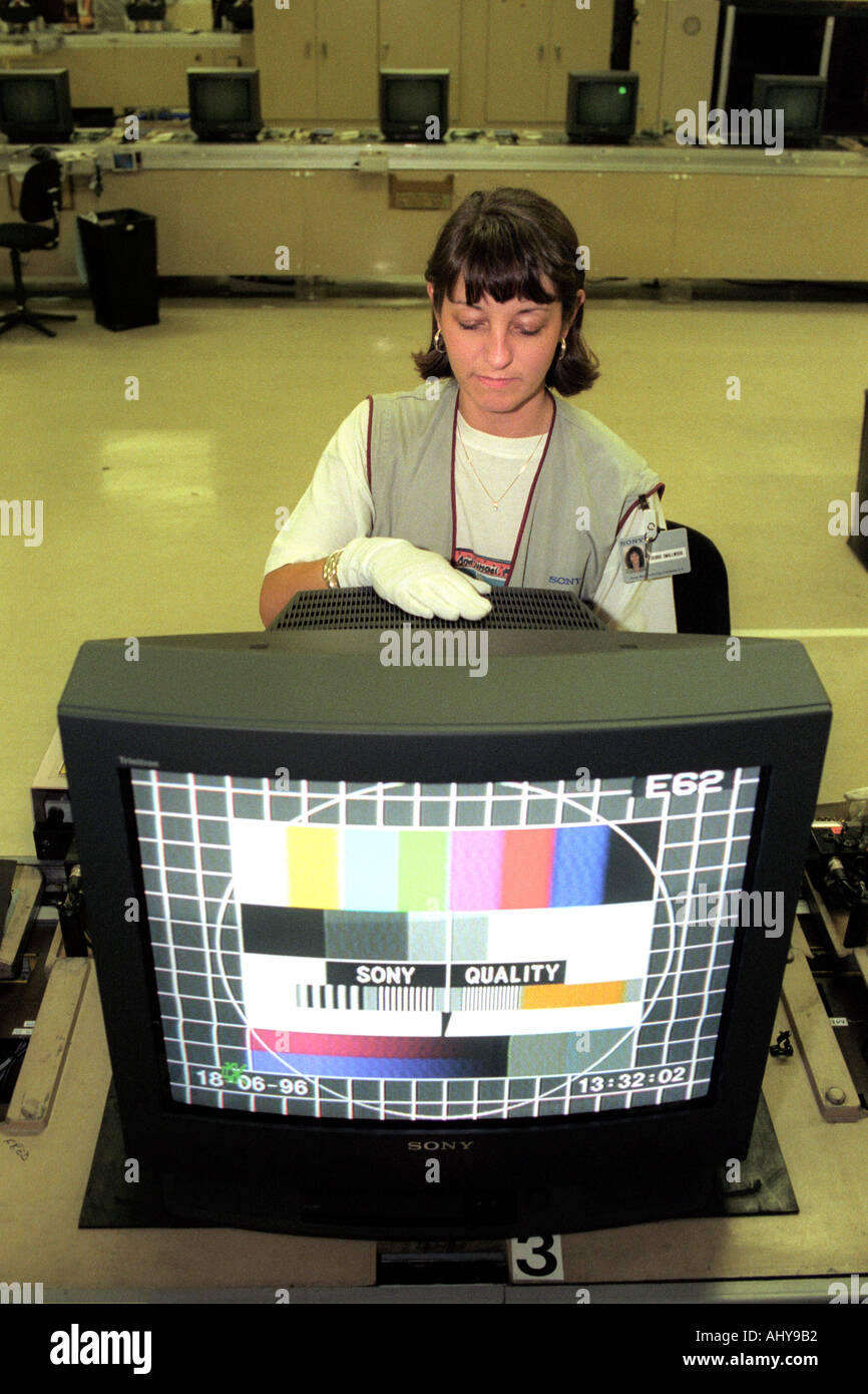 Assembly line at the Sony television plant in Pencoed South Wales Stock Photo