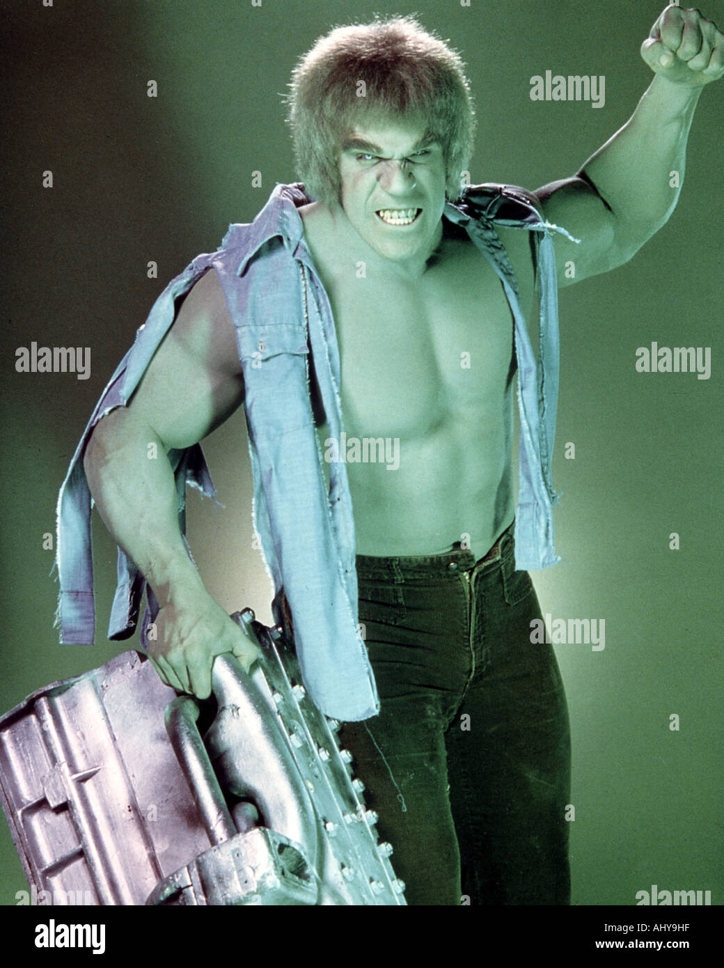 THE INCREDIBLE HULK US TV series with Lou Ferrigno as Dr David Banner a scientist who turns into a green monster after exposure Stock Photo