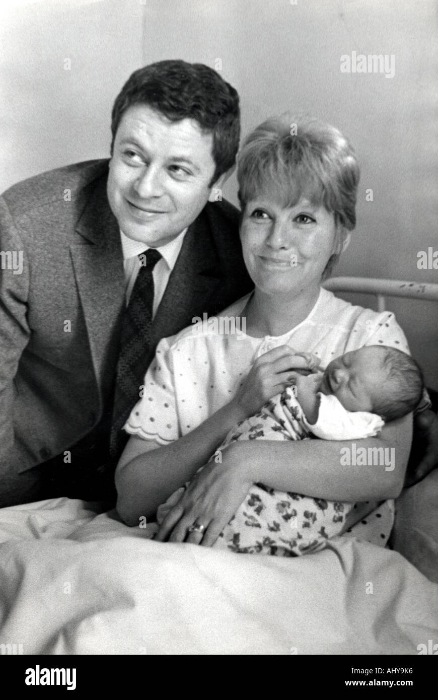 PETULA CLARK UK singer with husband Claude Wolff after the birth of their second daughter Catherine on 23 May 1963 Stock Photo