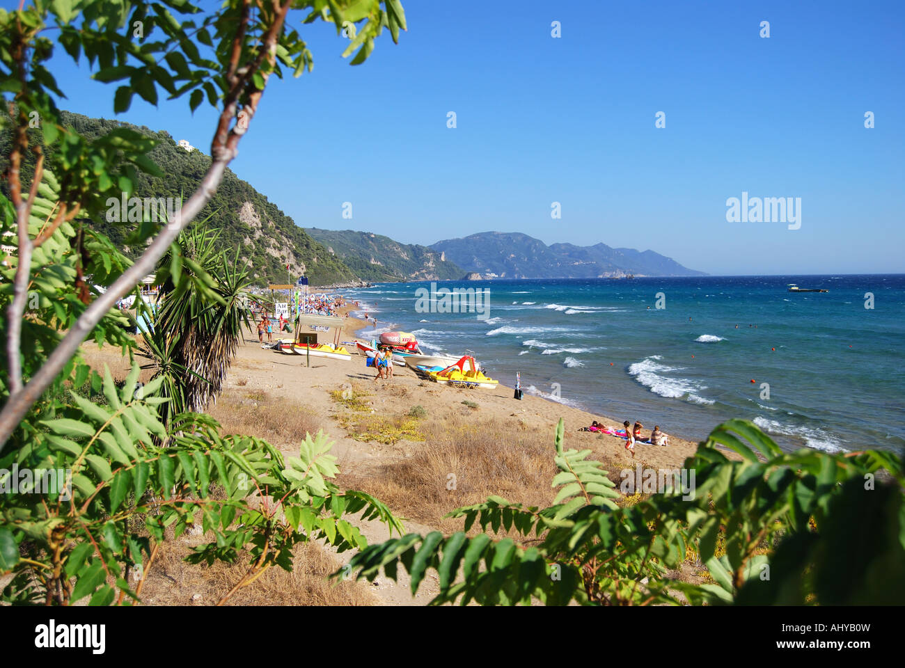 Glyfada Beach, Glyfada, Corfu, Ionian Islands, Greece Stock Photo