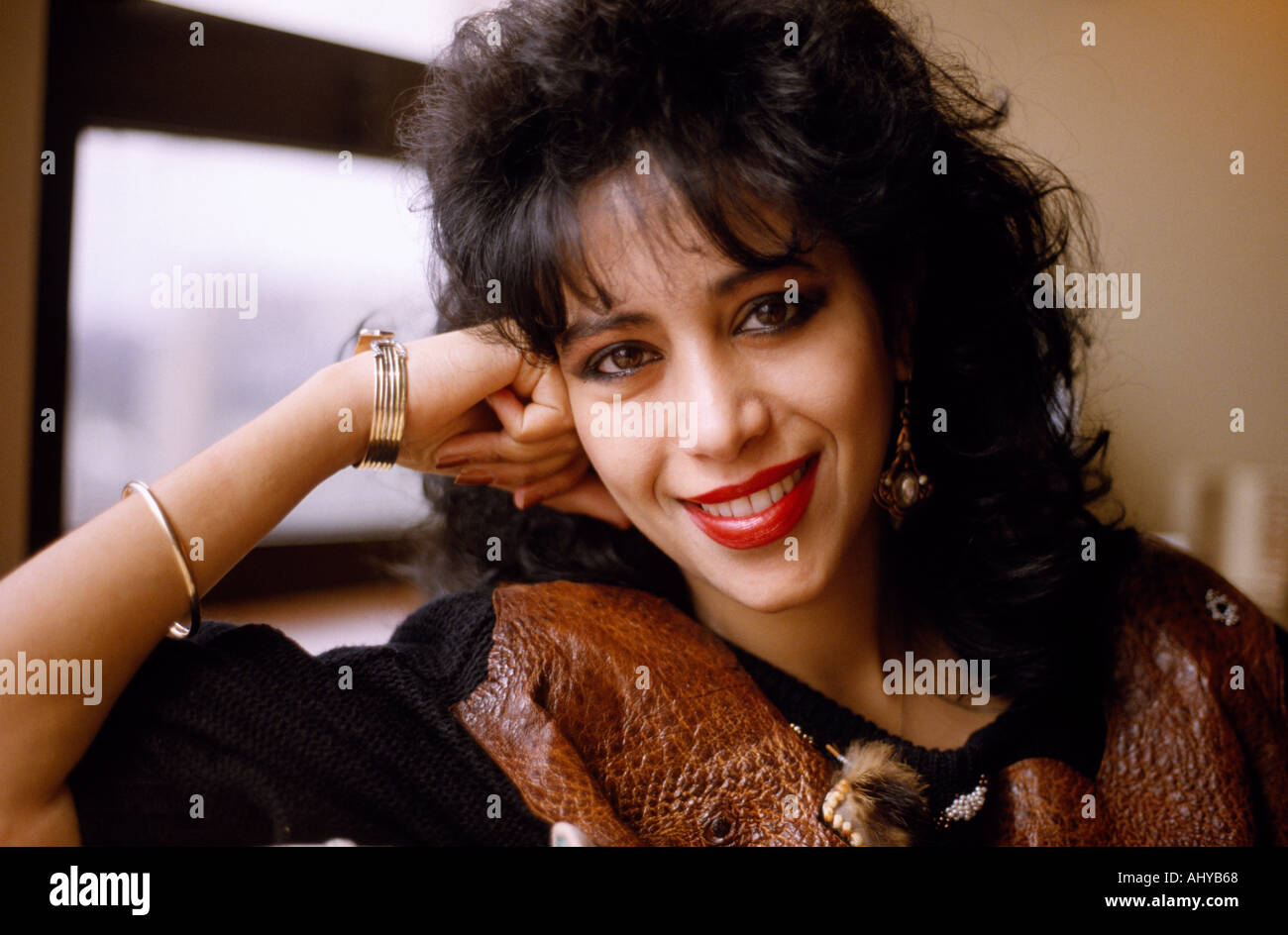 The late Israeli hebrew singer and musician Ofra Haza in London in England in Great Britain in the United Kingdom Stock Photo