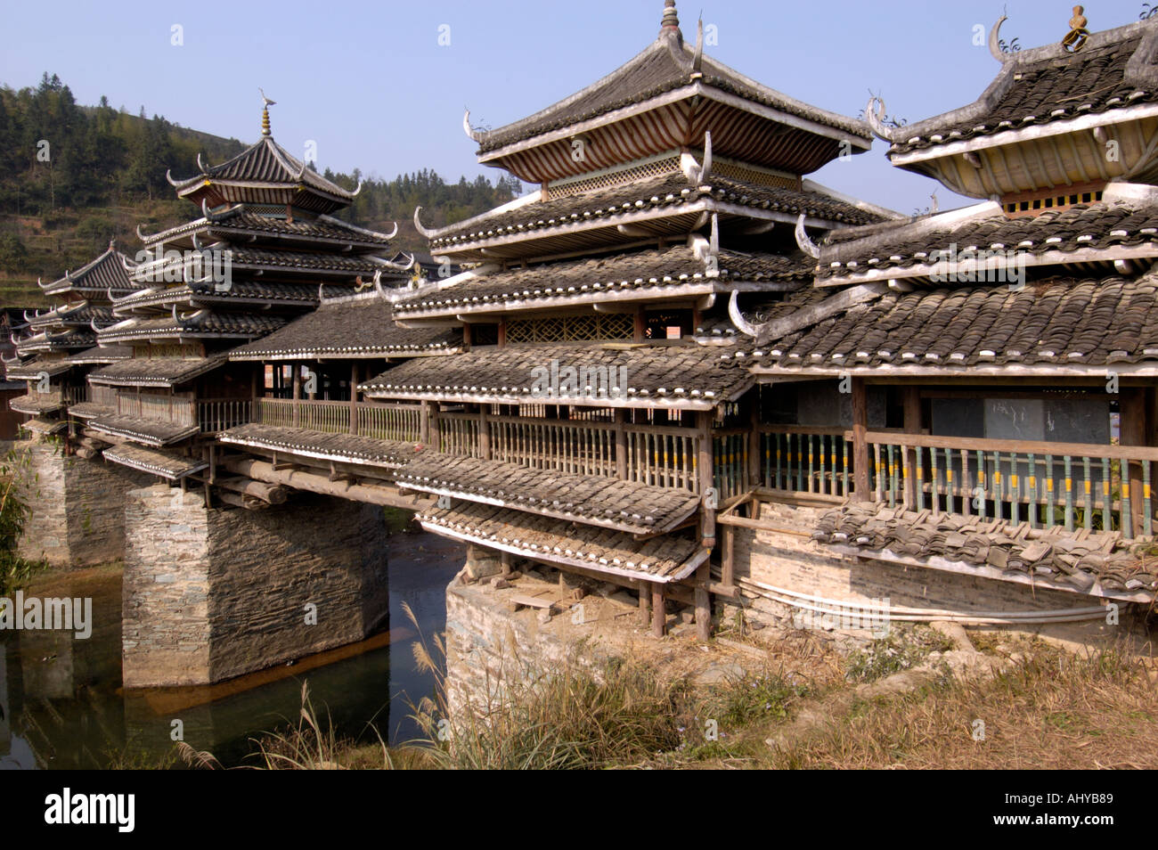 Dong minority wind and rain bridge in Sanjiang Guangxi Province in