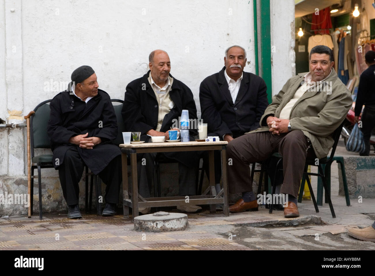 Tripoli, Libya. Libyan Men at Coffee Shop in the Medina (Old City). Relaxation, Refreshment