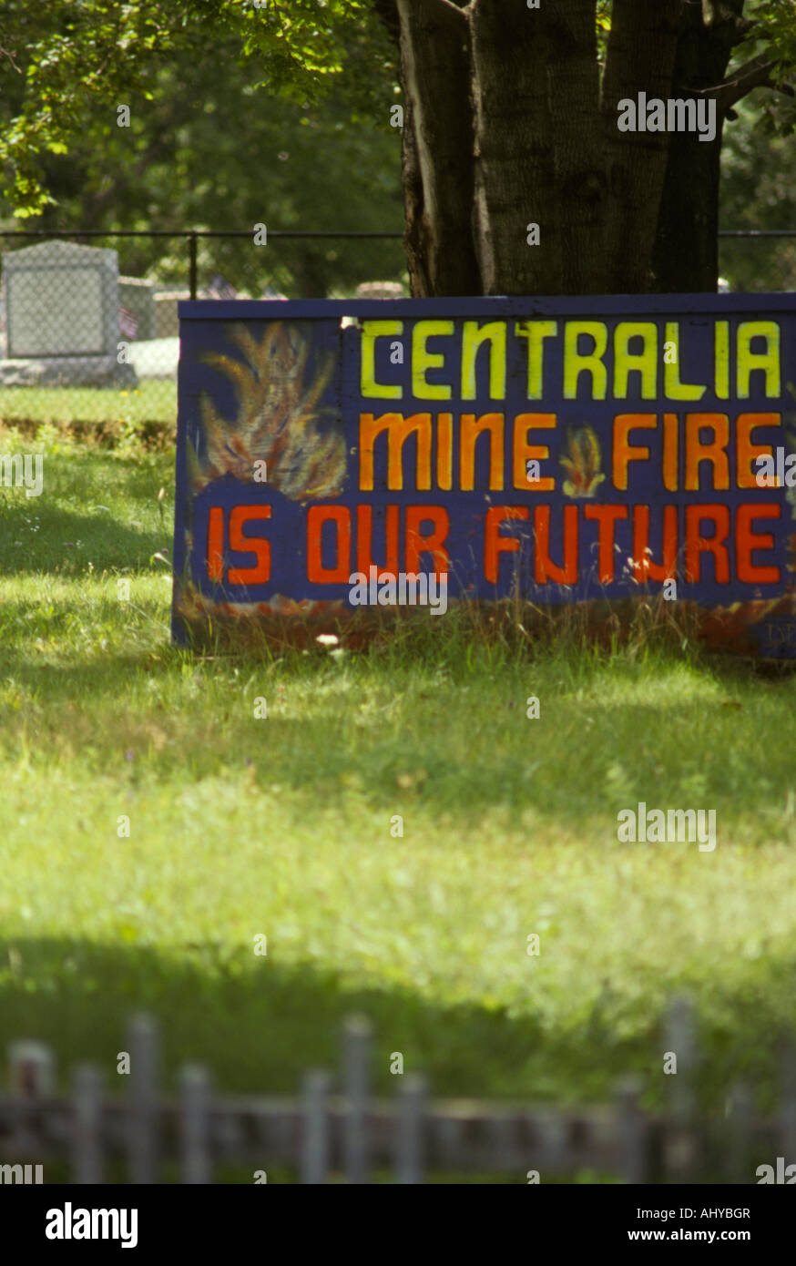 Pennsylvania town with fire burning coal mine underneath hires stock