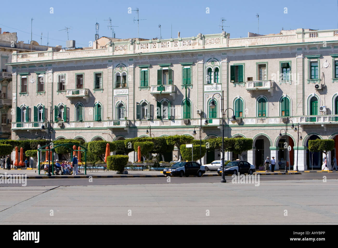 Tripoli, Libya. Architecture from Italian Colonial Era Borders Green