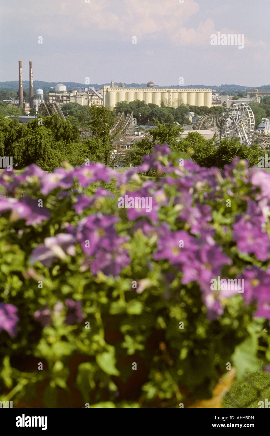 PA Pennsylvania view of Hershey chocolate factory and amusement park