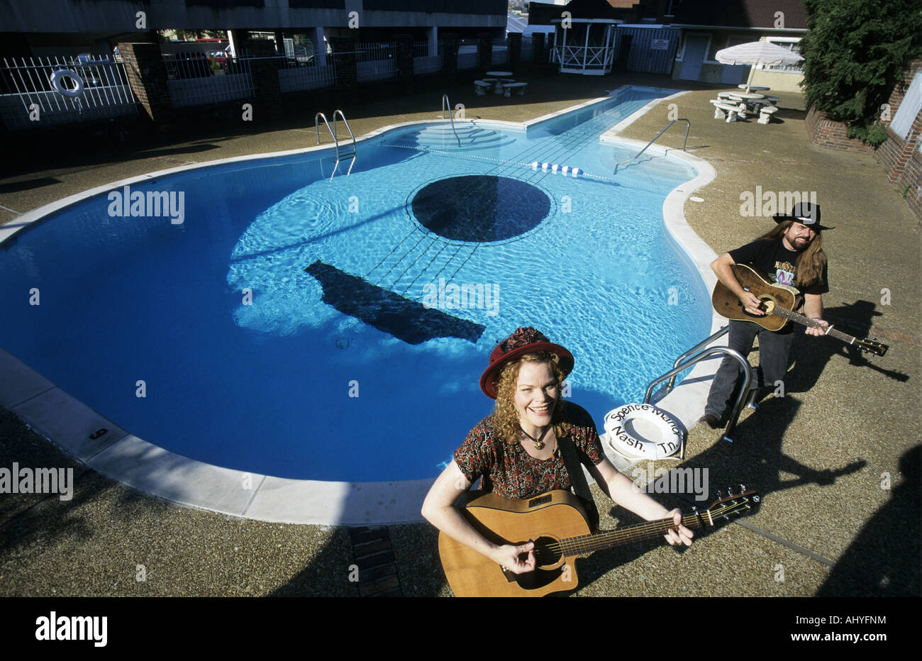 United States, Tennessee, Nashville, Music Row, Spence Manor with a guitar  swimming pool Stock Photo - Alamy