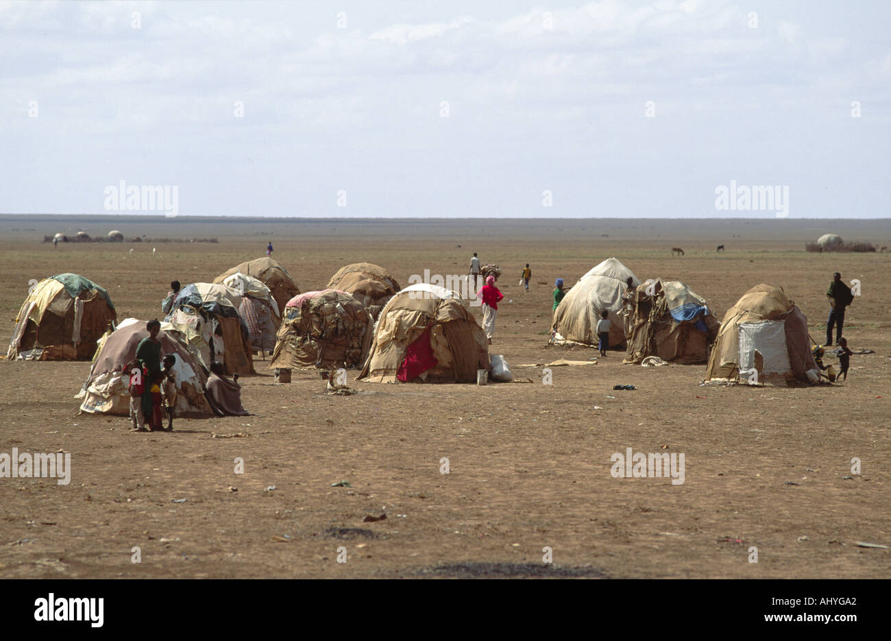 Somali benders in Kebribeyah refugee camp on the border of Ethiopia/Somalia Stock Photo
