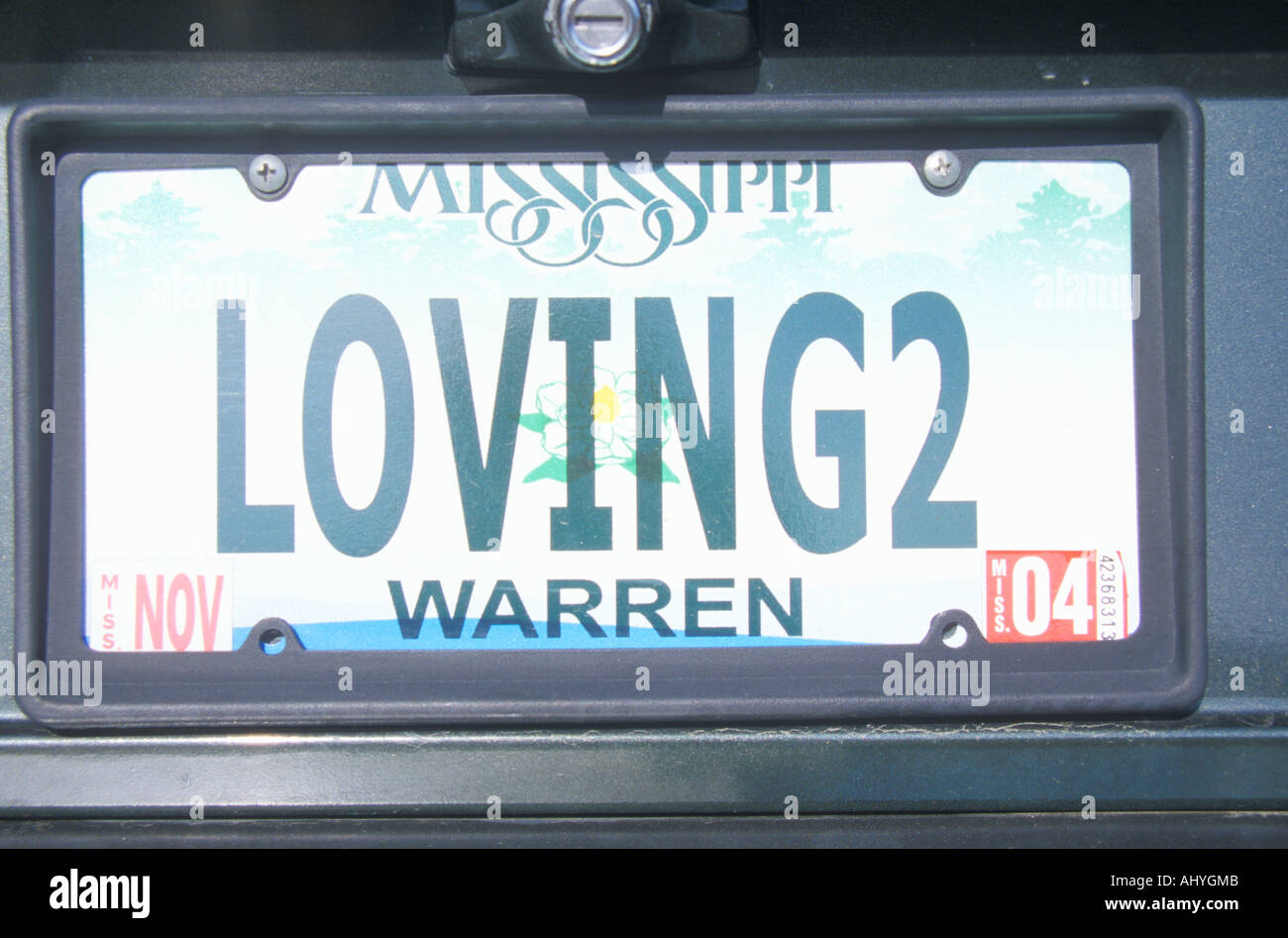 Vanity License Plate Mississippi Stock Photo Alamy