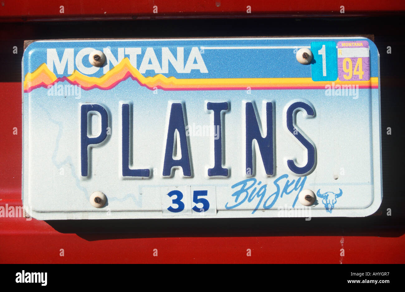 Vanity License Plate Montana Stock Photo Alamy