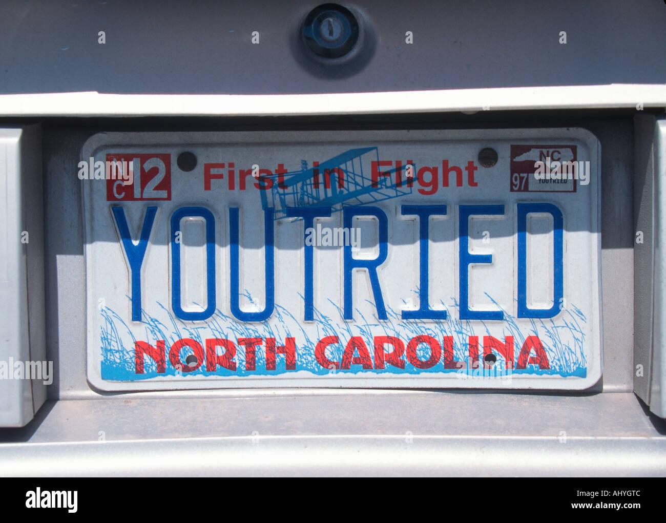 Vanity License Plate North Carolina Stock Photo Alamy