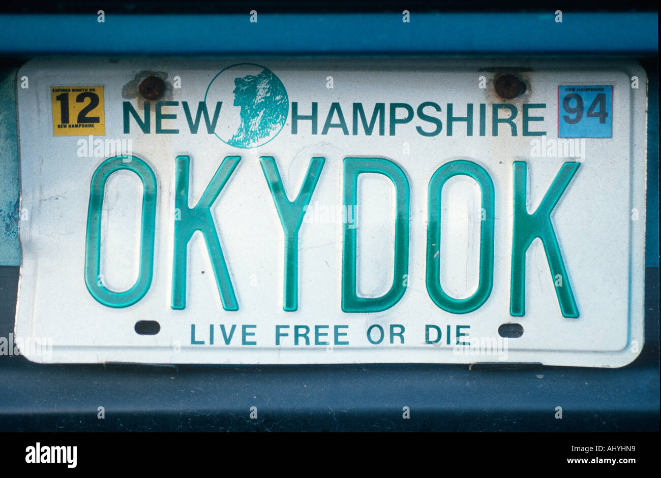 Vanity License Plate New Hampshire Stock Photo