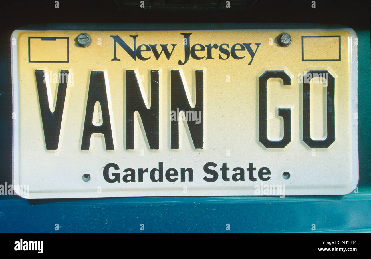 Vanity License Plate New Jersey Stock Photo Alamy
