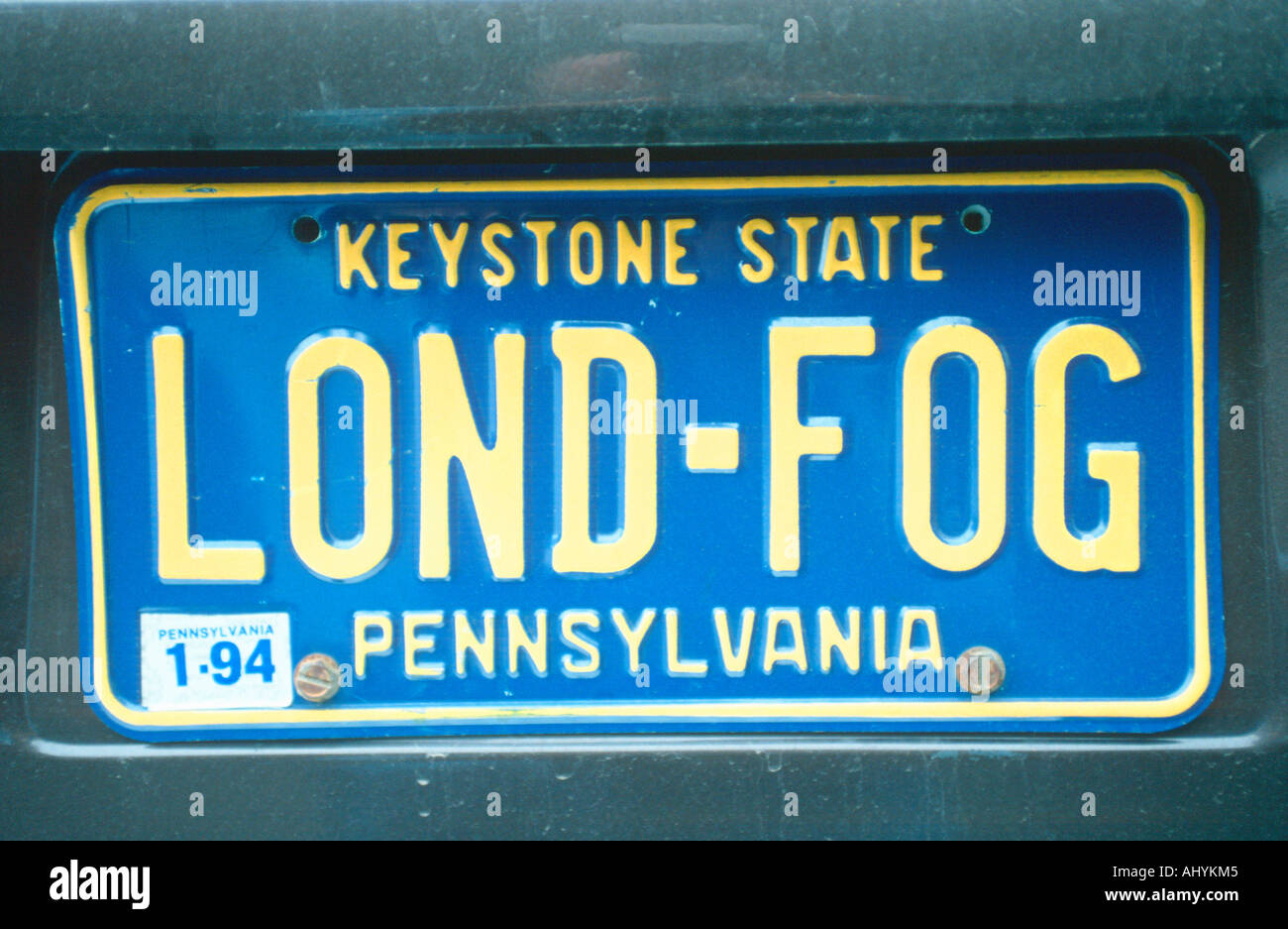 Vanity License Plate Pennsylvania Stock Photo Alamy