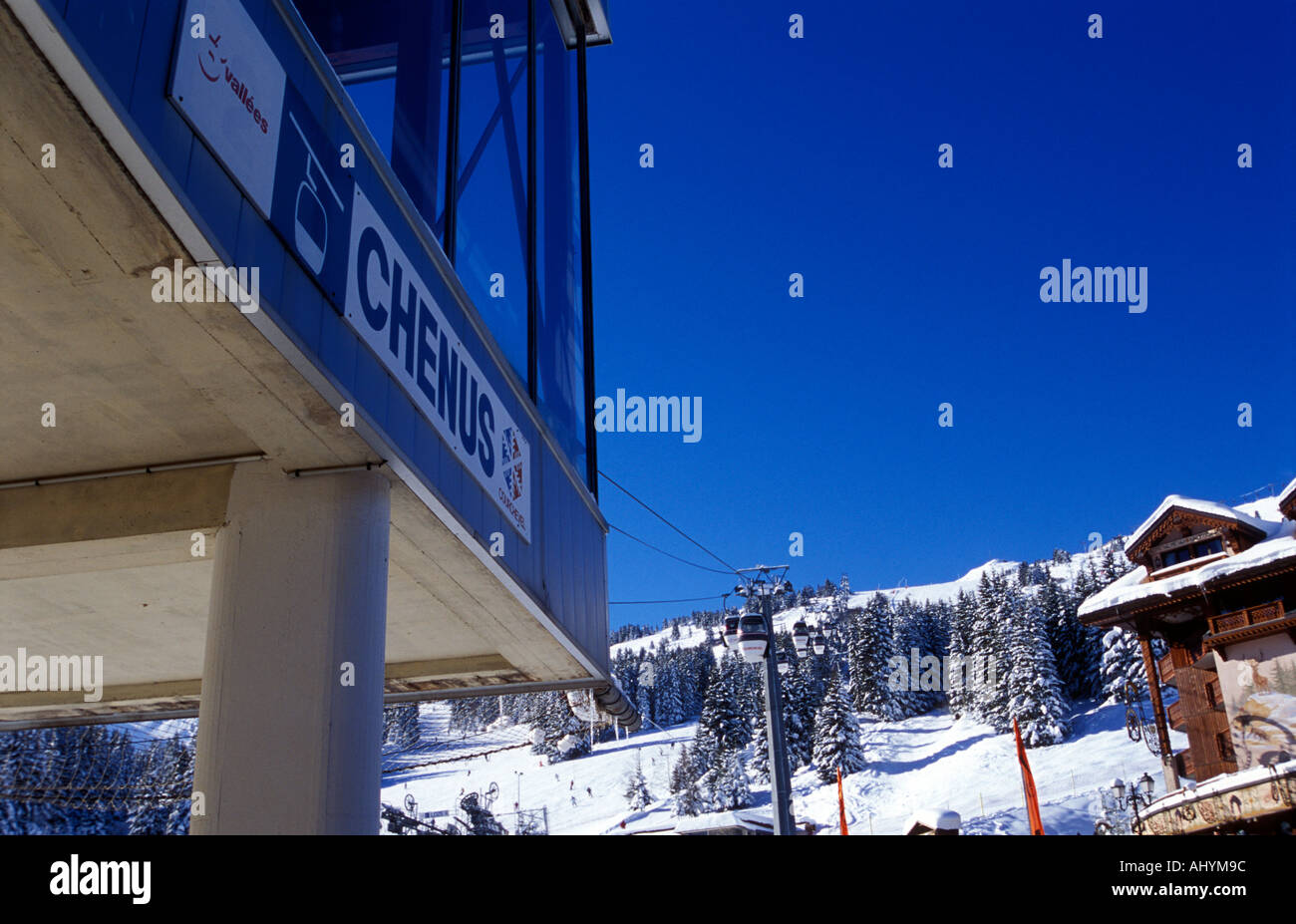 Chenus Cable car Courchevel 1850 les Trois Vallees French Alps Stock Photo