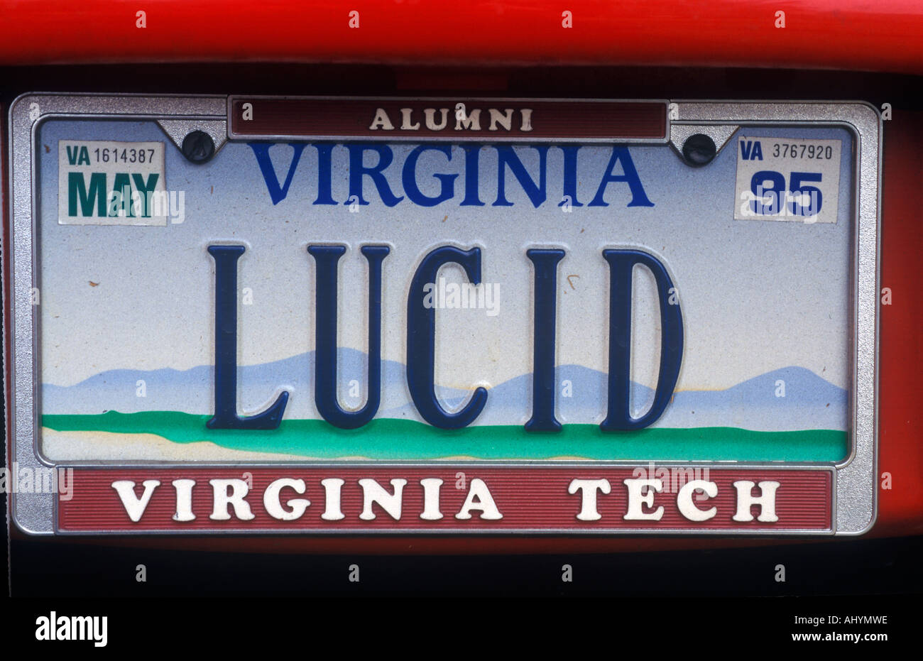 Vanity License Plate Virginia Stock Photo Alamy