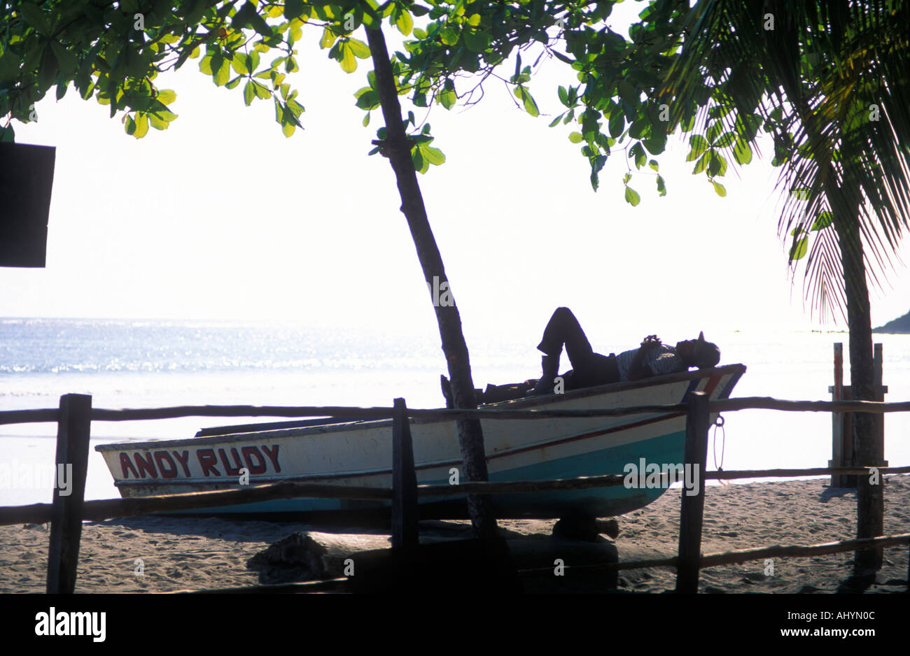 Hanging out at Camping Cocos by the beach at Playa Samara Nicoya Penisula Costa Rica Stock Photo