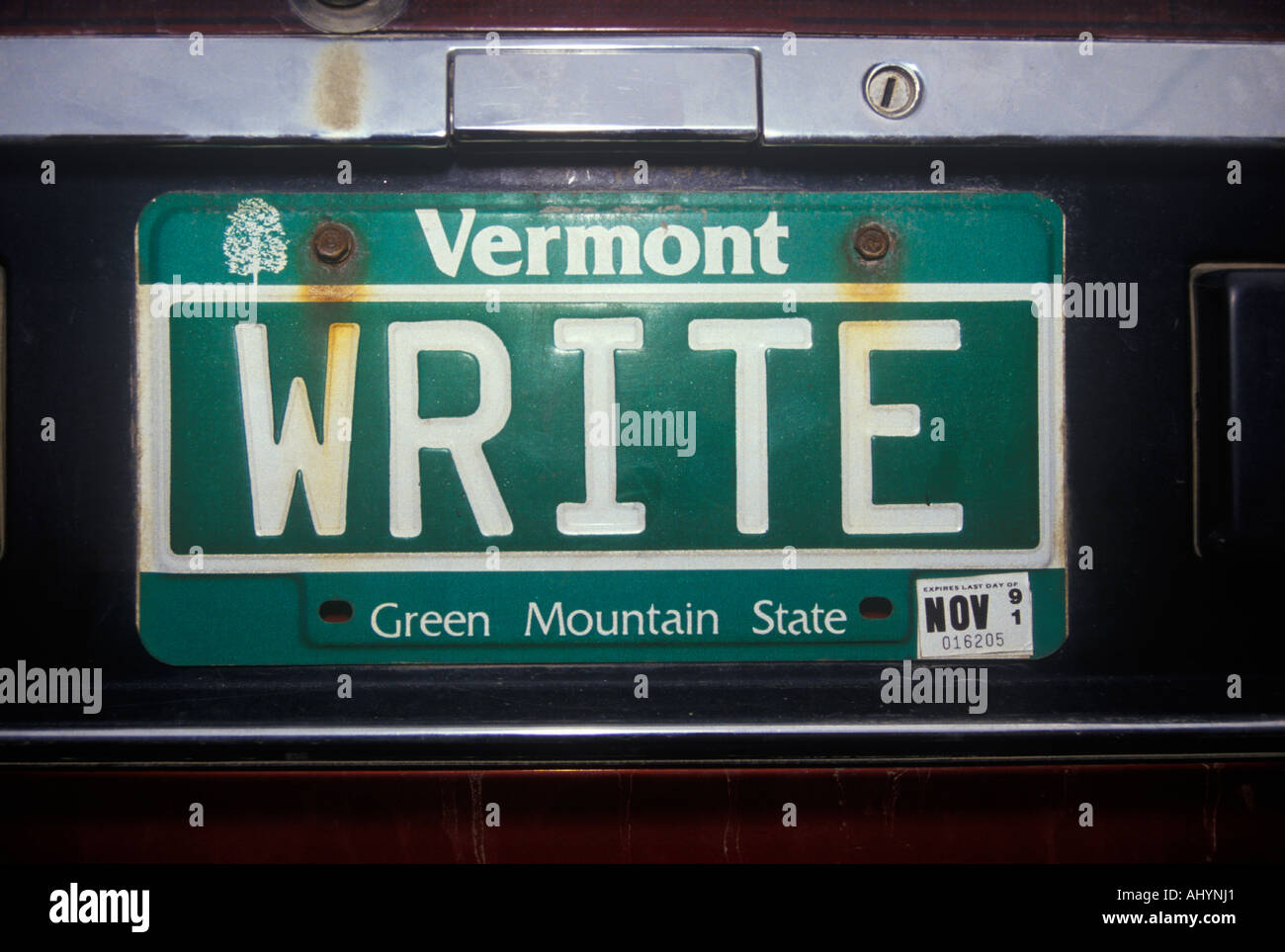 Vanity License Plate Vermont Stock Photo Alamy