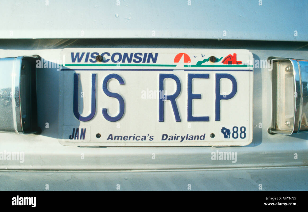 Vanity License Plate Wisconsin Stock Photo Alamy