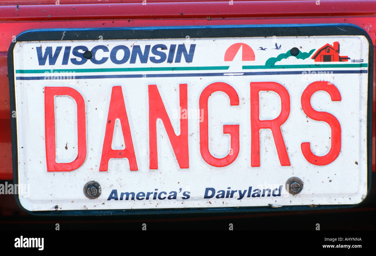 Vanity License Plate Wisconsin Stock Photo Alamy