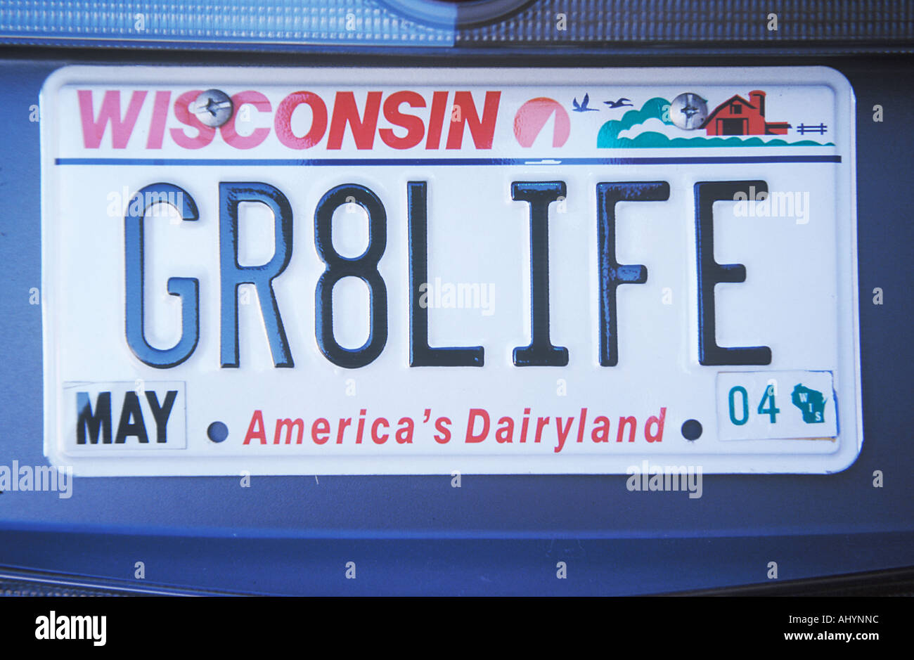 Vanity License Plate Wisconsin Stock Photo Alamy