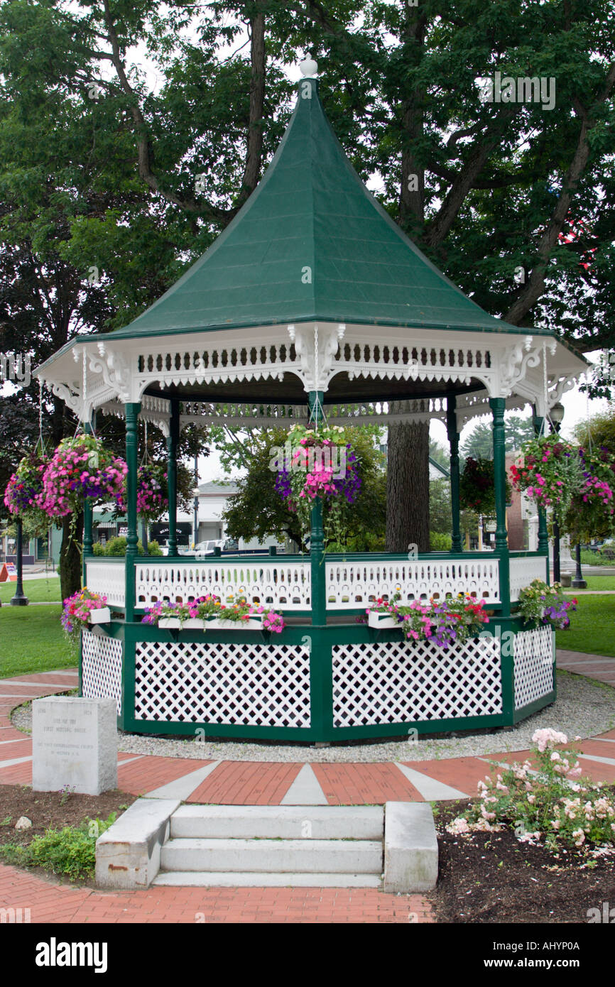 Town Square Milford New Hampshire with Band Stand Stock Photo
