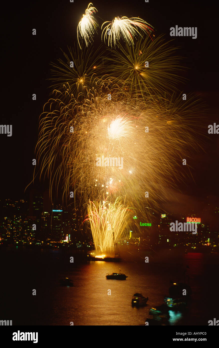 New Year Fireworks in Victoria Harbour Hong Kong n6 Stock Photo Alamy