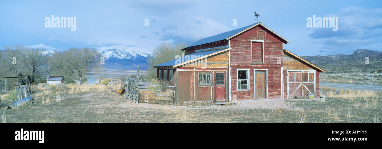 Red Barn Route 50 Nevada Stock Photo