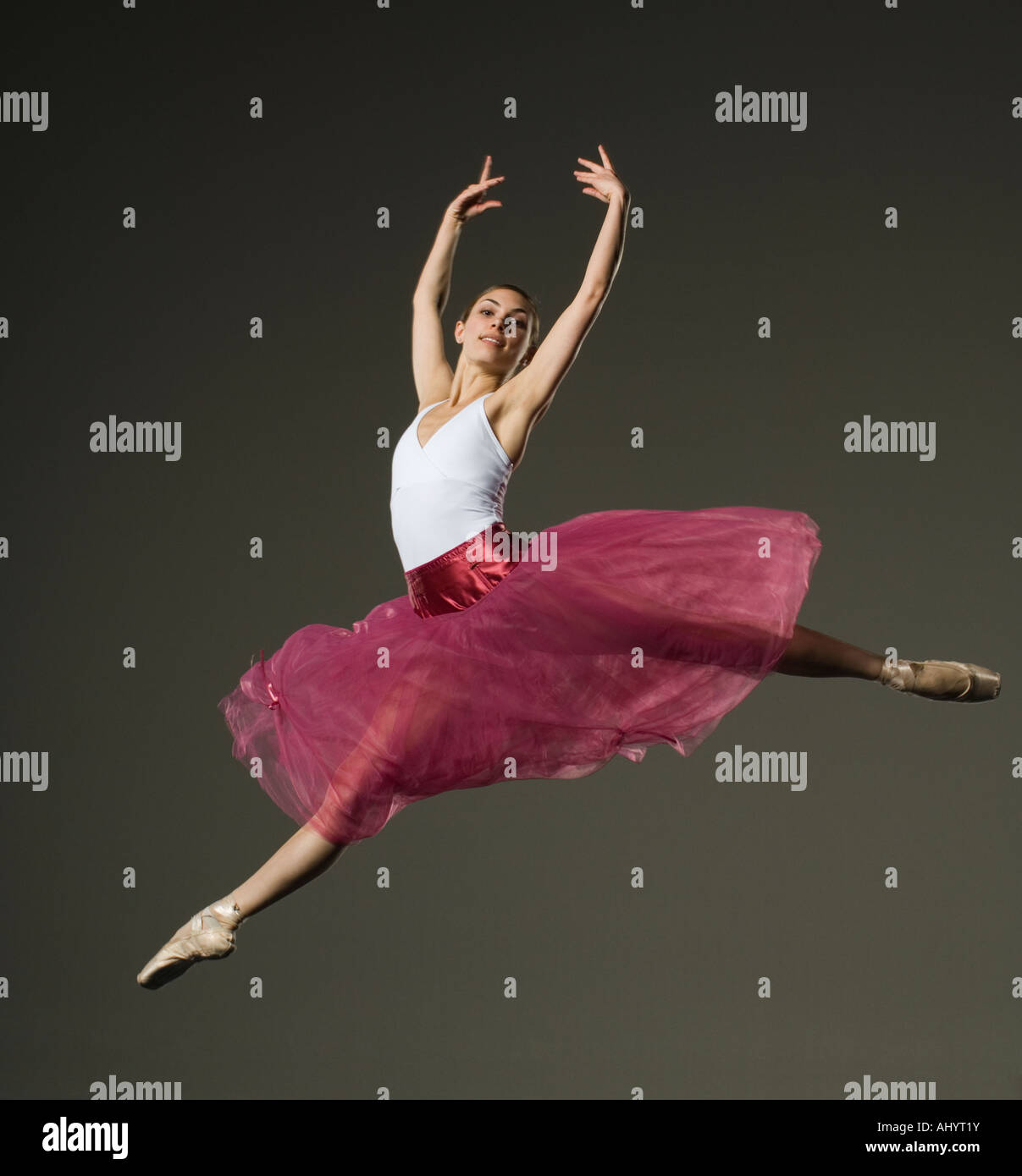Female ballet dancer jumping Stock Photo