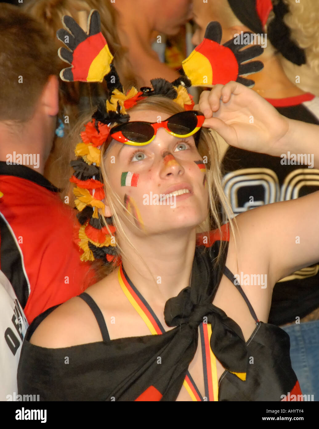 German football fan in national colours Stock Photo