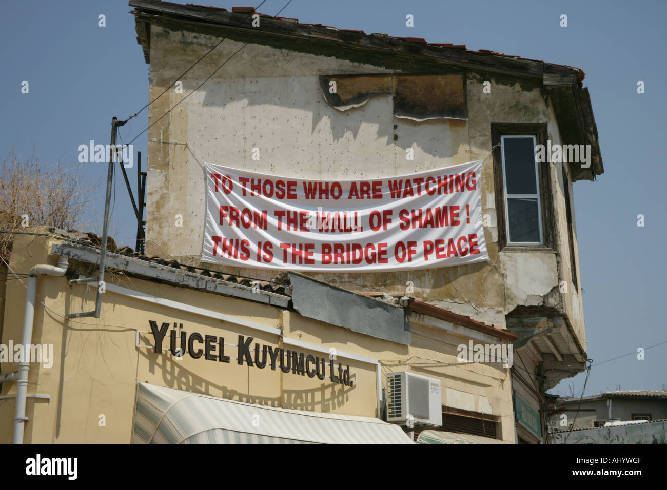 Political slogan, Nicosia, Northern Cyprus Stock Photo