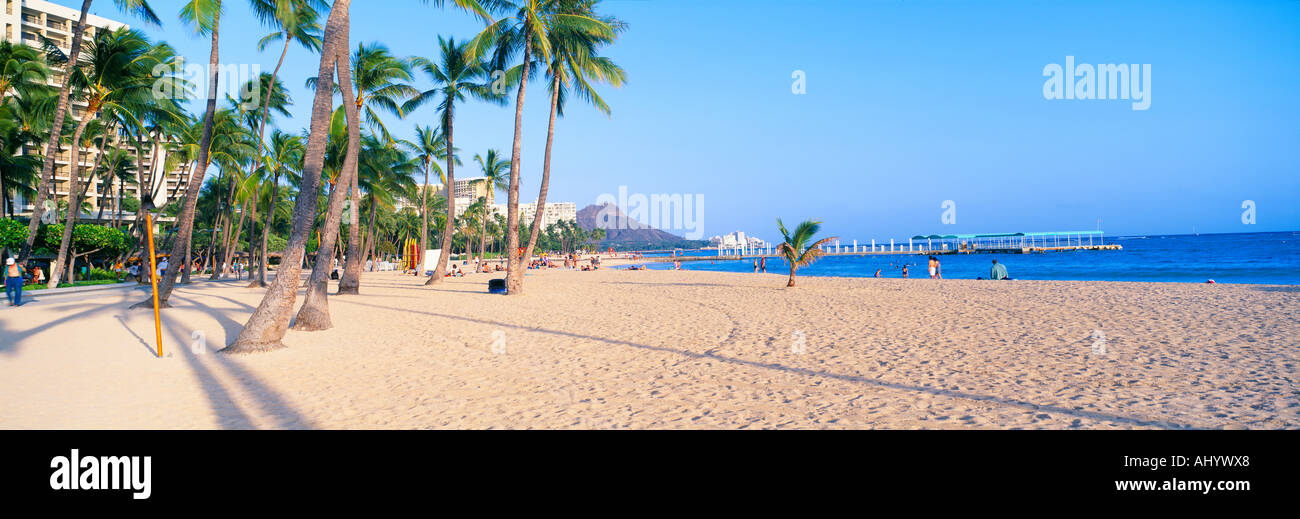 Waikiki Beach and Diamond Head Honolulu Oahu Hawaii Stock Photo